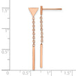 Stainless Steel Polished Rose IP-plated Dangle Bar Triangle Post Earrings