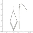Stainless Steel Polished w/Preciosa Crystal V-shape Shepherd Hook Earrings