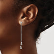 Stainless Steel Polished Beaded Snake Chain Post Dangle Earrings