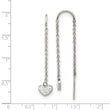 Stainless Steel Polished w/Preciosa Crystal Heart Threader Earrings
