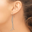 Stainless Steel Polished and Textured Dangle Shepherd Hook Earrings