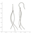 Stainless Steel Polished and Textured Dangle Shepherd Hook Earrings