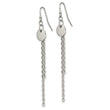 Stainless Steel Polished Disc with Chain Dangle Shepherd Hook Earrings