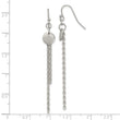 Stainless Steel Polished Disc with Chain Dangle Shepherd Hook Earrings