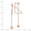 Stainless Steel Polished Rose IP Front & Back Post Ball Dangle Earrings