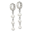 Stainless Steel Polished w/Freshwater Cultured Pearl Hinged Hoop Earrings