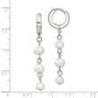 Stainless Steel Polished w/Freshwater Cultured Pearl Hinged Hoop Earrings