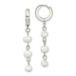Chisel Stainless Steel Polished with Freshwater Cultured Pearl Dangle Hinged Hoop Earrings