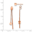 Stainless Steel Polished Rose IP-plated Front & Back Post Dangle Earrings