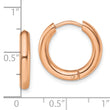Stainless Steel Polished Rose IP-plated 3mm Hinged Hoop Earrings