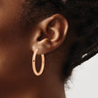 Stainless Steel Polished Rose IP-plated 3mm Hinged Hoop Earrings