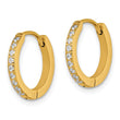 Stainless Steel Polished Yellow IP w/Preciosa Crystal Hinged Hoop Earrings