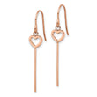 Stainless Steel Polished Rose IP Heart/Bar Dangle Shepherd Hook Earrings