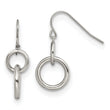 Stainless Steel Polished Circle Dangle Shepherd Hook Earrings