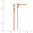 Stainless Steel Polished Rose IP-plated Bar Post Dangle Earrings