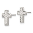 Chisel Stainless Steel Brushed Polished and Textured Cross Post Earrings