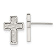 Chisel Stainless Steel Brushed Polished and Textured Cross Post Earrings