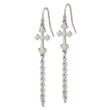 Chisel Stainless Steel Polished Cross Dangle Shepherd Hook Earrings