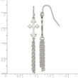 Chisel Stainless Steel Polished Cross Dangle Shepherd Hook Earrings