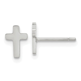 Chisel Stainless Steel Polished Cross Earrings
