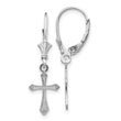 14k White Gold Cross Leverback Earrings