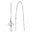 14K White Gold Polished D/C Box Chain w/Cross Threader Earrings