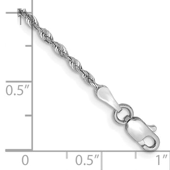 14K White Gold 7 Inch 1.85mm Diamond-cut Quadruple Rope Lobster Clasp Chain