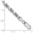 14K White Gold 7 Inch 4.5mm Diamond-cut Quadruple Rope Lobster Clasp Chain