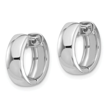14k White Gold Round Hinged Hoop Earrings