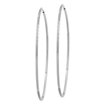 14K White Gold 1.25mm Diamond-cut Endless Hoop Earring