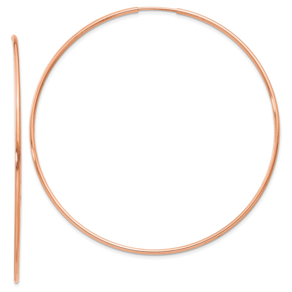 14k Rose Gold 1.2mm Polished Endless Hoop Earrings
