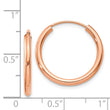 14k Rose Gold Polished Round Endless 2mm Hoop Earrings