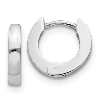 14k White Gold Polished Round Hinged Hoop Earrings