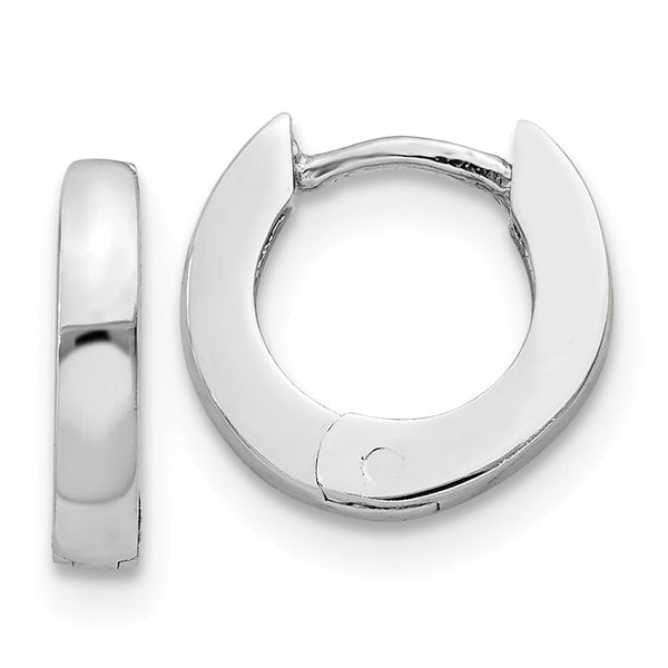 14k White Gold Polished Round Hinged Hoop Earrings