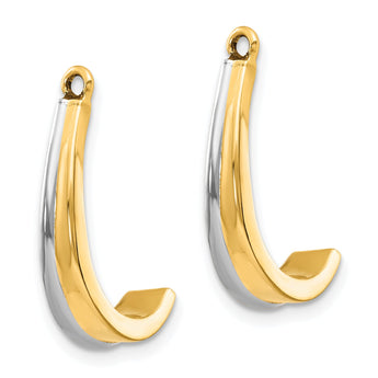 14k Polished & Rhodium J-Hoop Earring Jackets