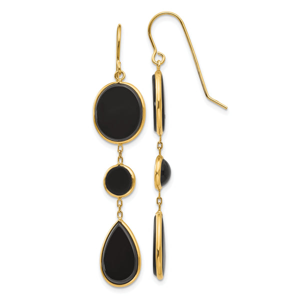 14k Onyx Geometric Dangle Earrings