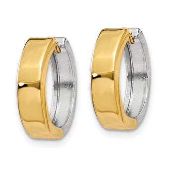 14k Two-tone Hinged Hoop Earrings