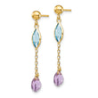 14K Amethyst and Blue Topaz Post Earrings