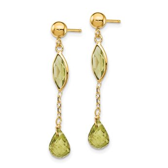 14K Peridot Post Earrings