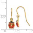 14k Enameled Ladybug Dangle Earrings