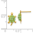 14k Light Green Crystal Turtle Post Earrings