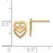 14K Yellow Gold Polished Double Heart Post Earrings
