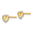 14k Two-tone Polished and Satin Heart Post Earrings