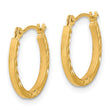 14k Satin and Polished Diamond Cut Design Hoops