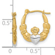 14k w/White Rhodium Polished Claddagh Hoops