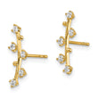 14k Polished Bar CZ Post Earrings