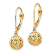 14K Diamond-cut Bead Dangle Leverback Earrings