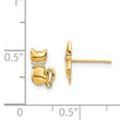 14K Sitting Cat CZ Bowtie Stud Earrings