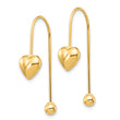 14K Puffed Heart w/Screw End Threader Earrings