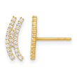 14K Polished Curved Bar CZ Post Earrings